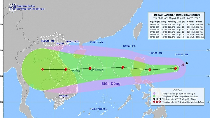 Typhoon Noru heads toward central Vietnam