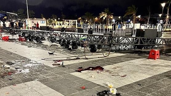 Several injured as stage collapses at Vietnam water music festival 