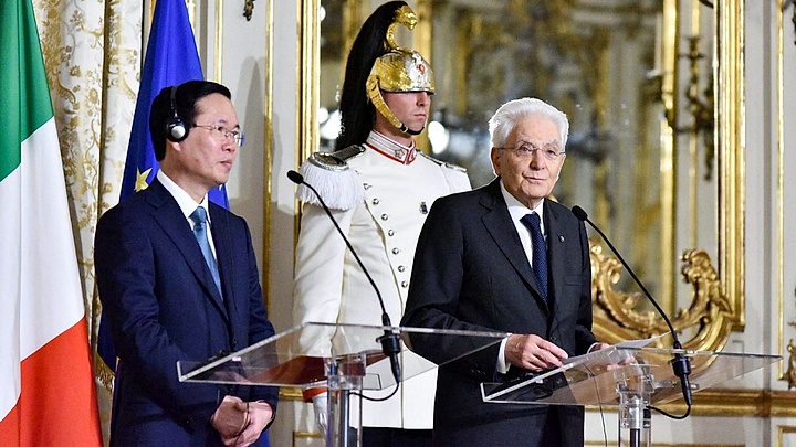 Chủ tịch nước và phu nhân dự quốc yến do Tổng thống Italy và con gái chủ trì