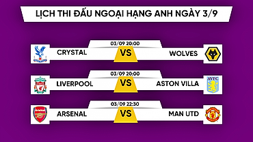 Lịch thi đấu Ngoại hạng Anh hôm nay 3/9: Arsenal đại chiến MU