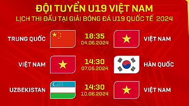 Lịch thi đấu giải U19 quốc tế 2024: U19 Việt Nam so tài U19 Trung Quốc