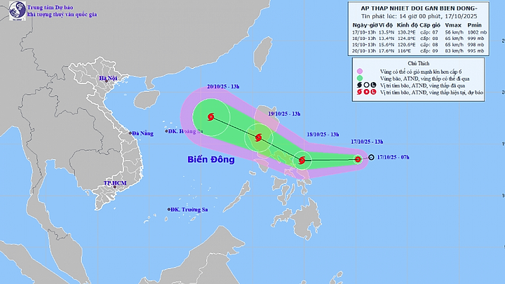 Tropical depression near East Sea forecast to strengthen into storm