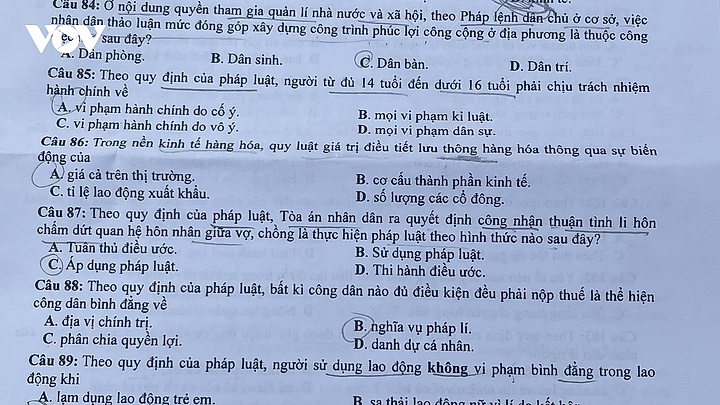 Đề thi môn Giáo dục công dân kỳ thi tốt nghiệp THPT 2023